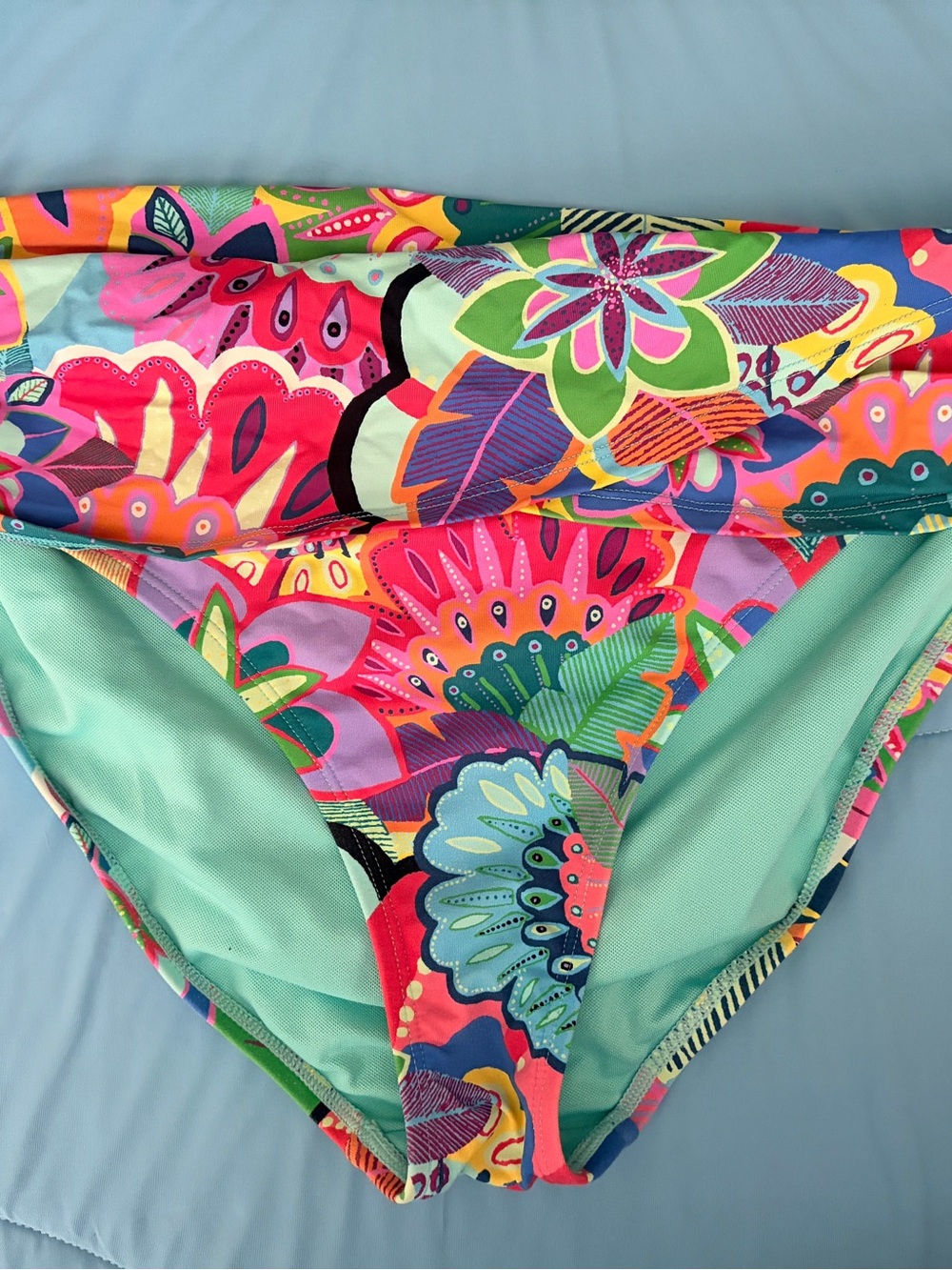 Bleu Rod Beattie Multicolor Floral Bikini Bottoms - Aqua Lining